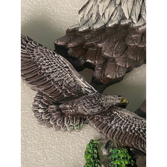 Handcrafted Ceramic Casting Resin American Eagle Wall Decor Mountains and Trees - Picture 4 of 8